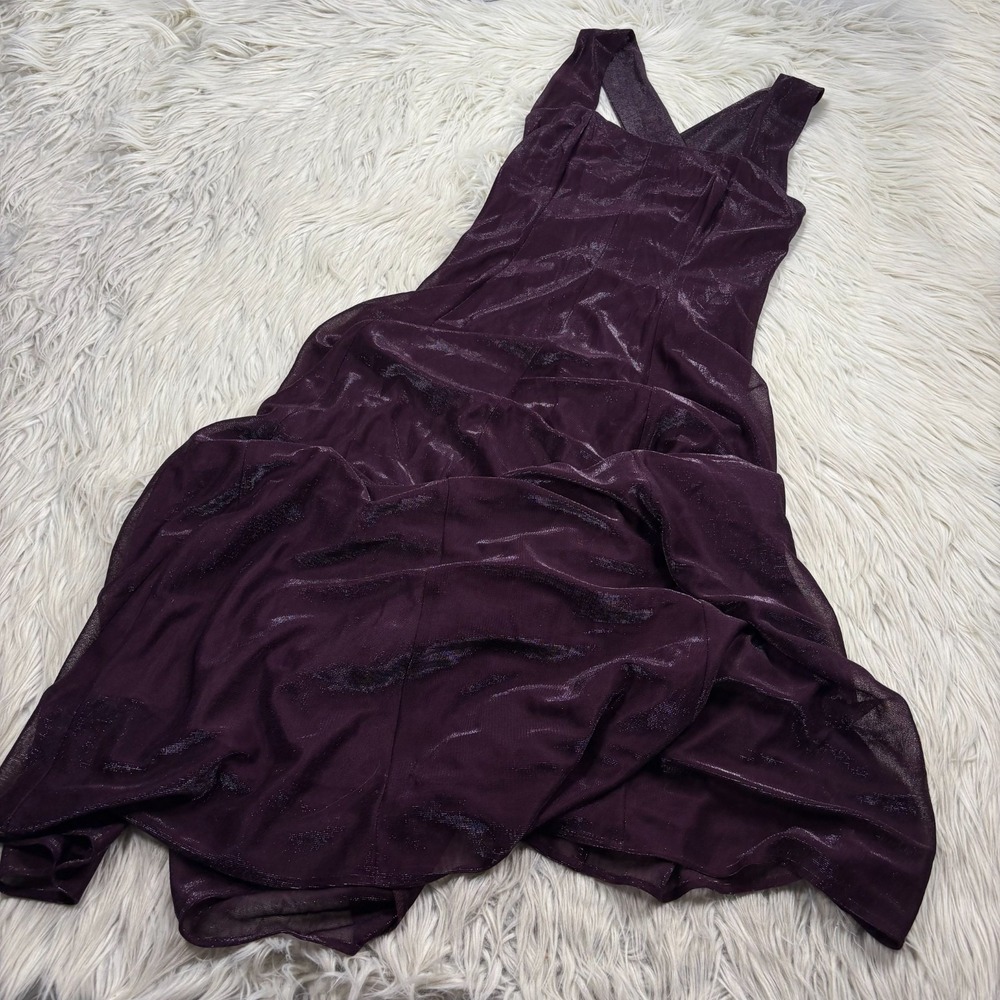 Vintage 90's Jazzy Women's‎ 8P Purple Metallic Slinky Maxi Dress HOCO Prom Vamp